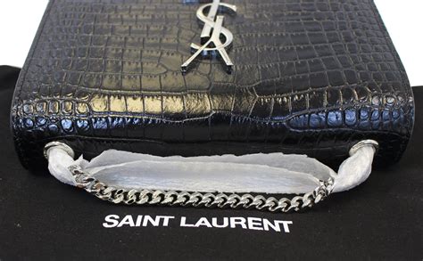 ysl clutch bag black silver|ysl crocodile clutch.